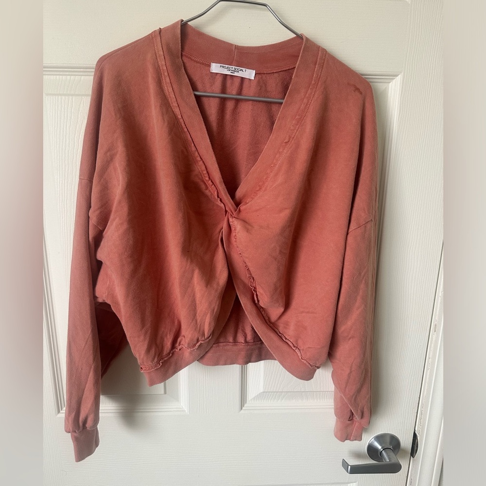 PROJECT SOCIAL T Dark Salmon V-Neck Wrap Sweater